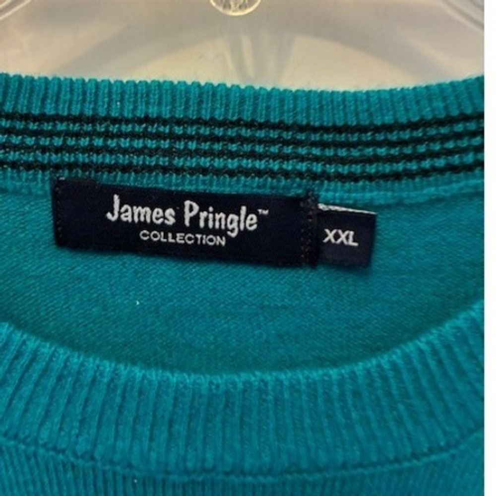 James Pringle‎ Crewneck Sweater Mens XXL Teal Excellent Acrylic Knit Pullover - Picture 3 of 5